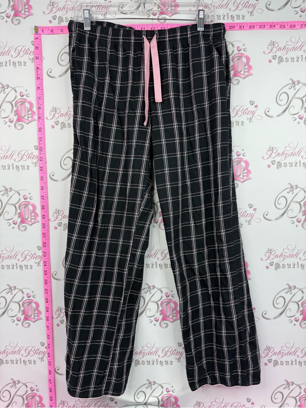 Victoria's Secret pj bottoms pants Black & Pink Plaid Pajama Pants